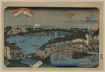  brücke - Abendglühen an der ryogoku Brücke 1848 Keisai Eisen Ukiyoye